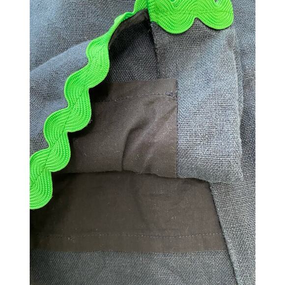 J. Crew Women's Size 0 Navy Blue Green Rickrack Trim Lined Linen Pencil Skirt - Picture 6 of 7